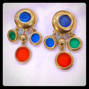 Earrings, Vintage Clip-On Colored Earrings